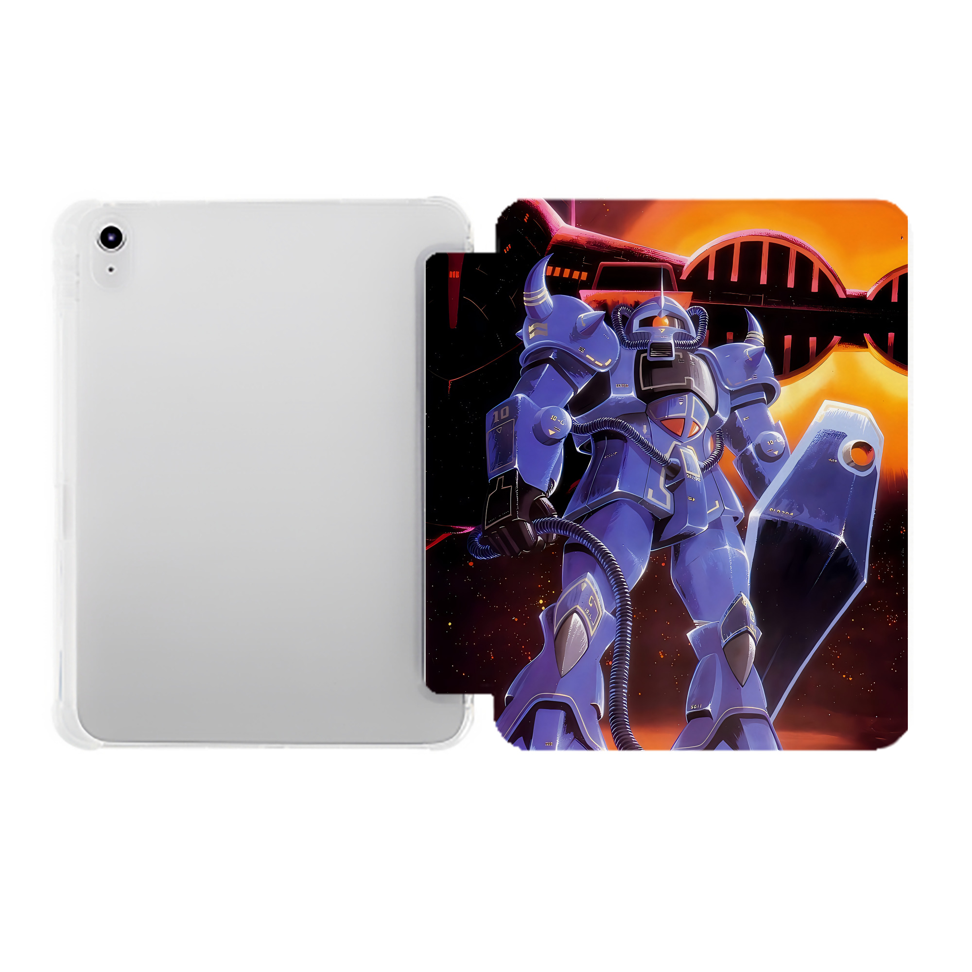 （画像用） 機動戦士ガンダム Mobile Suit Gundam IPad ケース ペン収納付き 三つ折りスタンド PUレザー×シリコン 対応機種9.5/10.5/10.9インチ